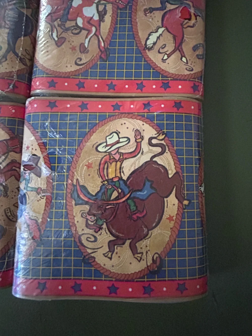 RIDE EM ' COWBOY Peel & Stick Wall Border Horses Western Rodeo Set of 4 NEW